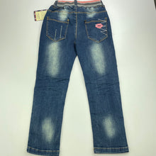 Load image into Gallery viewer, Girls YAKA KIDS, embroidered stretch denim pants, elasticated, Inside leg: 46cm, NEW, size 6,  