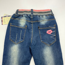 Load image into Gallery viewer, Girls YAKA KIDS, embroidered stretch denim pants, elasticated, Inside leg: 46cm, NEW, size 6,  
