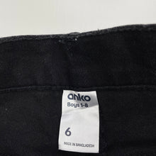 Load image into Gallery viewer, Boys Anko, black stretch denim jeans, adjustable, Inside leg: 44cm, GUC, size 6,  