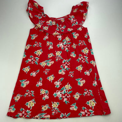 Girls Mango, red floral cotton casual dress, FUC, size 7, L: 59cm