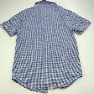 Boys Target, blue check cotton short sleeve shirt, EUC, size 8,  