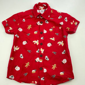 Boys Big W, cotton Christmas short sleeve shirt, GUC, size 1,  