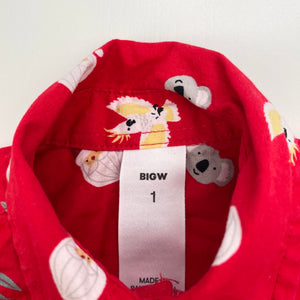 Boys Big W, cotton Christmas short sleeve shirt, GUC, size 1,  
