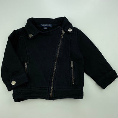 Girls Pumpkin Patch, black lightweight jacket / coat, FUC, size 1,  