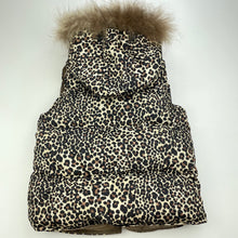 Load image into Gallery viewer, Girls Psionic Storm, hooded leopard print puffer vest / jacket, L: 39cm, armpit to armpit: 34cm, FUC, size 6,  