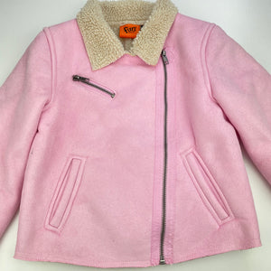 Girls Fun Spirit, fleece lined faux suede jacket / coat, L: 37cm, FUC, size 7,  