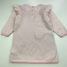 Load image into Gallery viewer, Girls Sprout, knitted cotton long sleeve dress, rabbit, GUC, size 00, L: 38cm