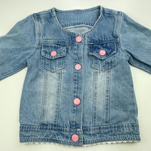 Load image into Gallery viewer, Girls blue, denim jacket, no labels, L: 34cm, armpit to armpit: 29cm, FUC, size 3-4,  