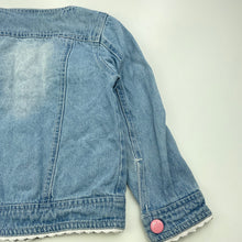 Load image into Gallery viewer, Girls blue, denim jacket, no labels, L: 34cm, armpit to armpit: 29cm, FUC, size 3-4,  