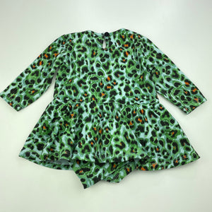 Girls Baby Berry, animal print long sleeve romper, GUC, size 0,  