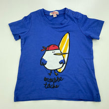 Load image into Gallery viewer, Boys Du Pareil Au Meme, blue cotton t-shirt / top, surf, EUC, size 0,  