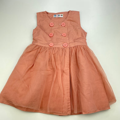 Girls X.L.XYU, pink cotton & tulle dress, armpit to armpit: 28cm, FUC, size 3-4, L: 50cm