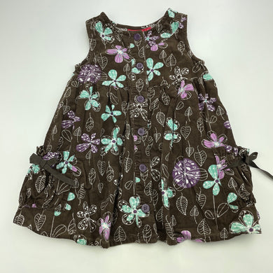 Girls Sprout, floral corduroy cotton casual dress, GUC, size 2, L: 47cm