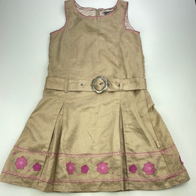 Girls Pumpkin Patch, lined faux suede dress, belt loop missing at back, FUC, size 7, L: 67cm