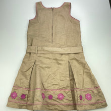 Load image into Gallery viewer, Girls Pumpkin Patch, lined faux suede dress, belt loop missing at back, FUC, size 7, L: 67cm