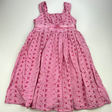 Girls Target, lined gingham cotton party dress, FUC, size 5, L: 65cm