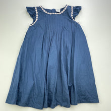 Load image into Gallery viewer, Girls POLARN O. PYRET, lined lightweight cotton dress, floral trim, FUC, size 3-4, L: 55cm