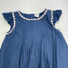 Load image into Gallery viewer, Girls POLARN O. PYRET, lined lightweight cotton dress, floral trim, FUC, size 3-4, L: 55cm