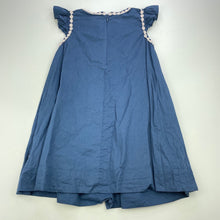 Load image into Gallery viewer, Girls POLARN O. PYRET, lined lightweight cotton dress, floral trim, FUC, size 3-4, L: 55cm