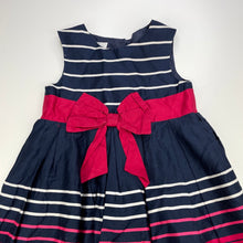 Load image into Gallery viewer, Girls Jasper Conran Junior, lined colourful cotton party dress, button missing, spare included, FUC, size 4-5, L: 62cm