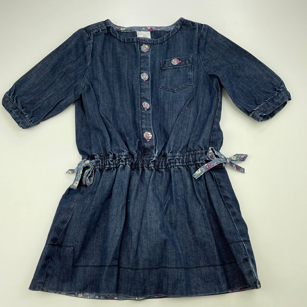 Girls Target, dark denim casual dress, EUC, size 3, L: 49cm