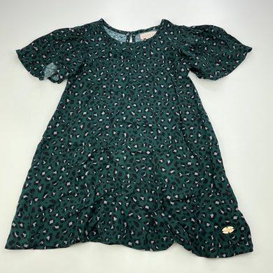 Girls Sista, dark green animal print dress, GUC, size 3, L: 49cm