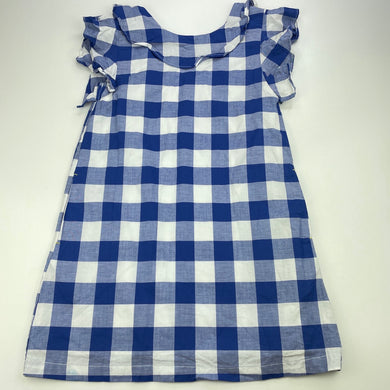 Girls Carters, lined checked cotton dress, blue mark back hem, FUC, size 5, L: 62cm