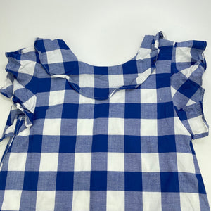 Girls Carters, lined checked cotton dress, blue mark back hem, FUC, size 5, L: 62cm