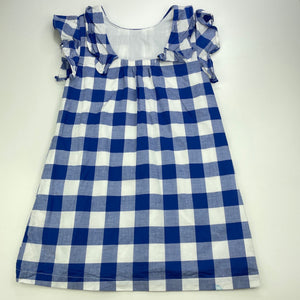 Girls Carters, lined checked cotton dress, blue mark back hem, FUC, size 5, L: 62cm