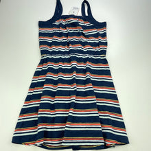 Load image into Gallery viewer, Girls Target, navy stripe cotton summer dress, NEW, size 7, L: 67cm