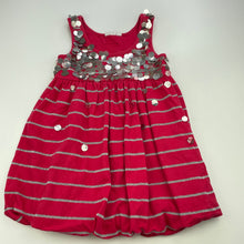 Load image into Gallery viewer, Girls Jack &amp; Milly, red &amp; silver cotton bubble dress, sequins, FUC, size 4, L: 50cm