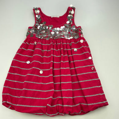 Girls Jack & Milly, red & silver cotton bubble dress, sequins, FUC, size 4, L: 50cm