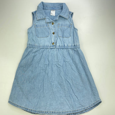 Girls Anko, chambray cotton casual dress, FUC, size 4, L: 52cm