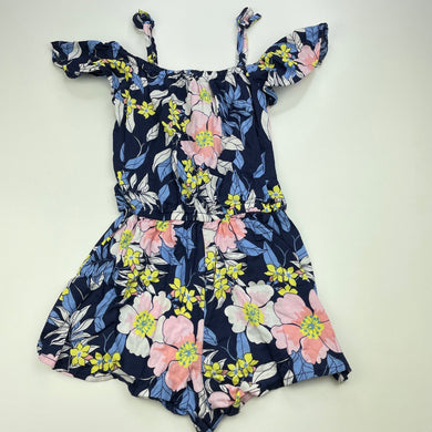 Girls Cotton On, cotton navy floral summer playsuit, GUC, size 5,  