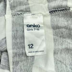 Girls Anko, navy & white stripe cotton dress, small marks on skirt, FUC, size 12, L: 78cm