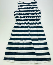 Load image into Gallery viewer, Girls Anko, navy &amp; white stripe cotton dress, small marks on skirt, FUC, size 12, L: 78cm