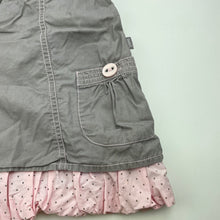 Load image into Gallery viewer, Girls Pumpkin Patch, pink &amp; grey cotton overalls dress, no size, armpit to armpit: 28.5cm, FUC, size 3-4, L: 52cm