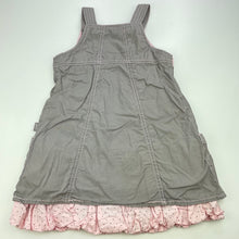 Load image into Gallery viewer, Girls Pumpkin Patch, pink &amp; grey cotton overalls dress, no size, armpit to armpit: 28.5cm, FUC, size 3-4, L: 52cm