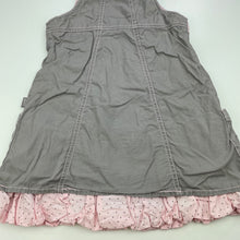 Load image into Gallery viewer, Girls Pumpkin Patch, pink &amp; grey cotton overalls dress, no size, armpit to armpit: 28.5cm, FUC, size 3-4, L: 52cm
