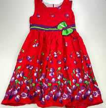 Load image into Gallery viewer, Girls Pink Princess, lined colourful cotton party dress, no size, armpit to armpit: 33cm, GUC, size 6-7, L: 71cm