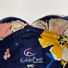 Load image into Gallery viewer, Girls Kiddo Panti, navy floral cotton overalls dress, wash fade, FUC, size 4-6, L: 58cm
