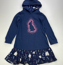 Load image into Gallery viewer, Girls navy, hooded sweater dress, rabbit, no size, armpit to armpit: 31cm, GUC, size 4-5, L: 54cm