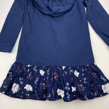 Load image into Gallery viewer, Girls navy, hooded sweater dress, rabbit, no size, armpit to armpit: 31cm, GUC, size 4-5, L: 54cm