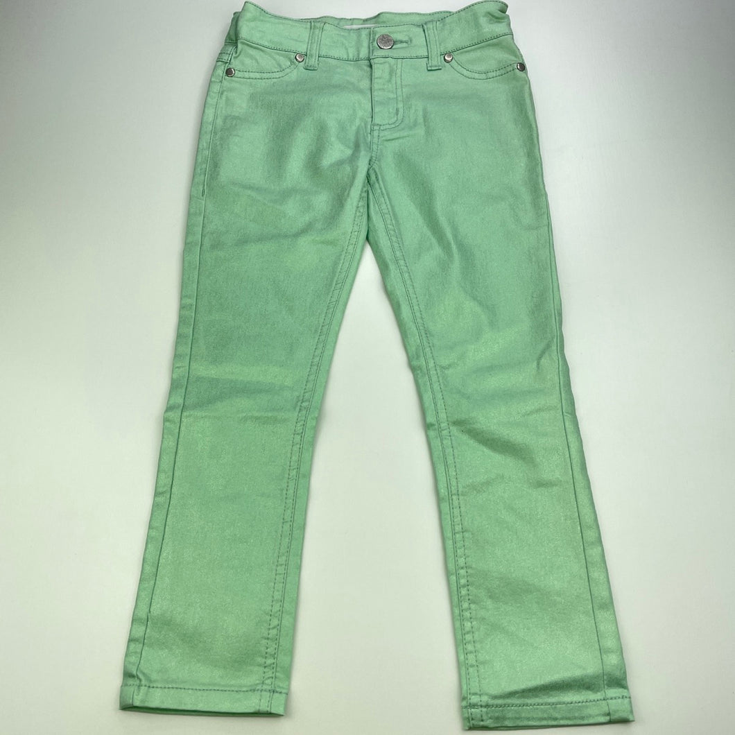 Girls Pumpkin Patch, green metallic pants, adjustable, Inside leg: 46cm, EUC, size 6,  