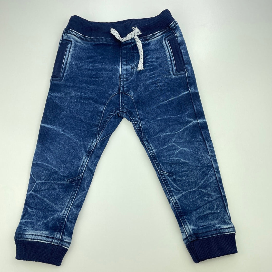 Boys Dymples, blue stretch denim pants, elasticated, Inside leg: 30cm, EUC, size 2,  