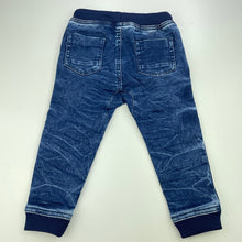 Load image into Gallery viewer, Boys Dymples, blue stretch denim pants, elasticated, Inside leg: 30cm, EUC, size 2,  