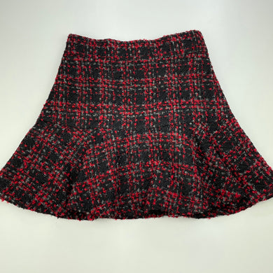 Girls Jugeunke, lined red & black bouclet skirt, elasticated, W: 30cm across, L: 38cm, EUC, size 8-10,  
