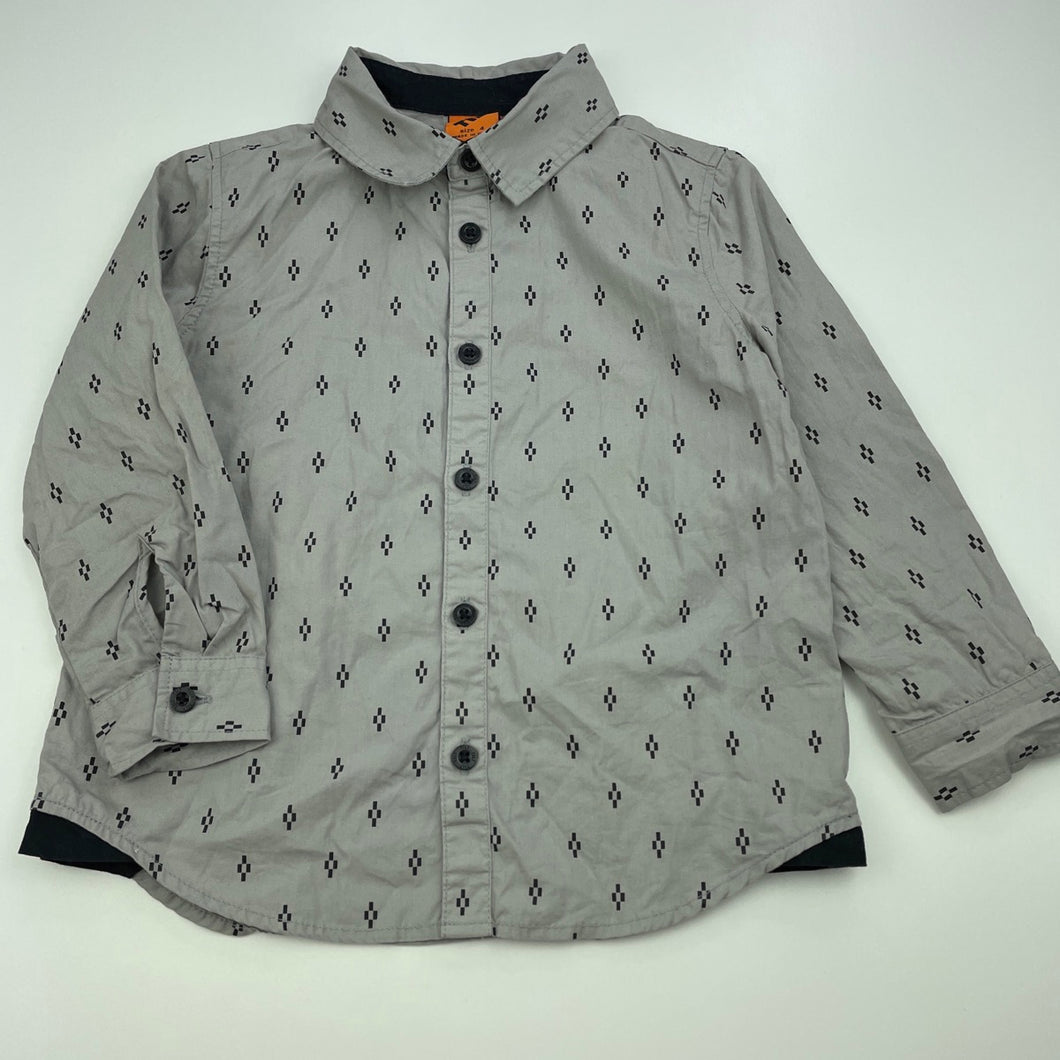 Boys Tilt, grey cotton long sleeve shirt, EUC, size 4,  