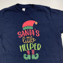 Load image into Gallery viewer, Boys Live and Tell, navy cotton Christmas t-shirt / top, Sz: M, L: 51cm, armpit to armpit: 34cm, EUC, size 7-8,  