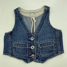 Load image into Gallery viewer, Girls H&amp;M, stretch denim vest / waistcoat, poppers, GUC, size 5-6,  